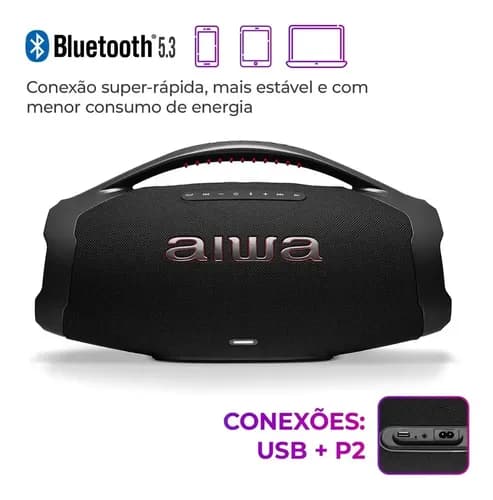 Caixa de Som AIWA Boombox Plus 200W Bivolt AWS-BBS-01-B